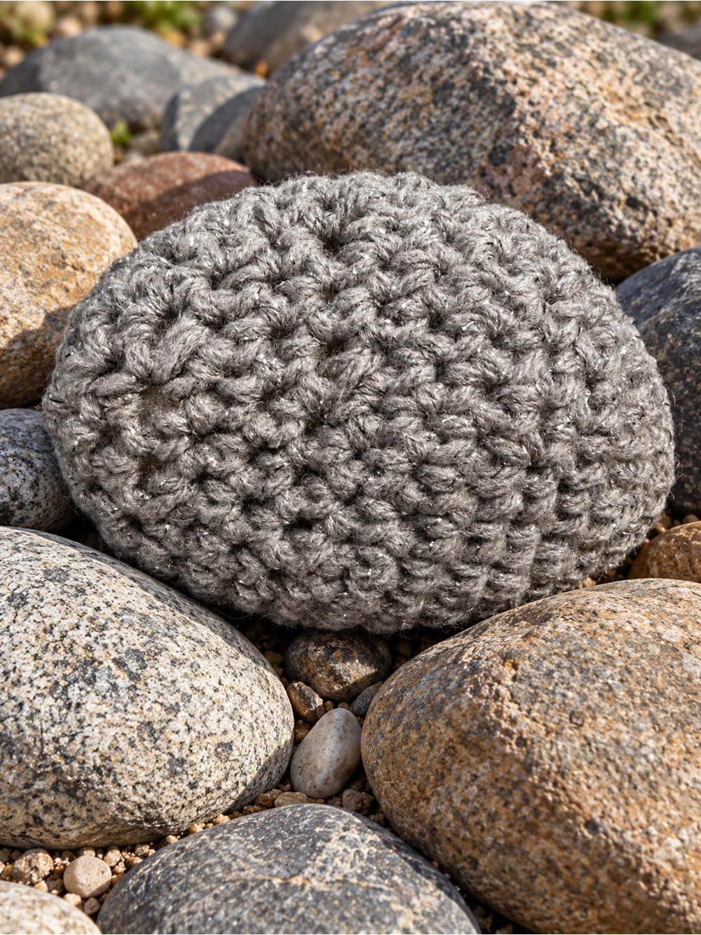 Crochet Decorative Stone - Gray Sparkle - Picture 4 of 5